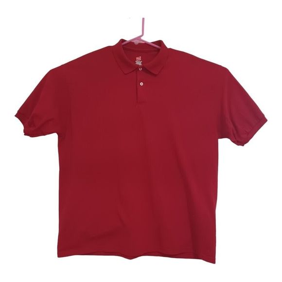 Hanes Comfort Blend Eco Smart Red Polo Shirt Cotton Blend Size 2XL - Picture 1 of 4